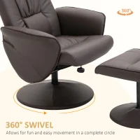 HOMCOM Executive Recliner Chair High Back and Footstool Armchair Lounge Seat Brown(m-5)