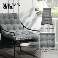 Outsunny Outdoor Lounge, Dikke Kussens, Roestvrij Stalen Frame, 62B x 110D x 88H cm, Grijs/Zwart(m-4)
