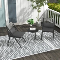 Outsunny Salon de jardin 2 personnes 3 pièces 2 fauteuils avec coussins + table basse plateau verre trempé cadre en aluminium(m-2)