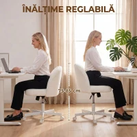 HOMCOM Scaun de Birou Rotativ fără Cotiere, Înălțime Reglabilă, Crem(m-6)