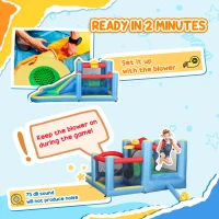 AIYAPLAY Inflatable Bouncy Castle with 550W Blower, Basketball Hoop, Long Slide, Dart Board, Carrying Bag, 385 x 290 x 180 cm(m-8)