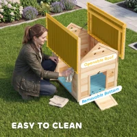PawHut Wooden Duck House with Double Doors, Openable Roof, Ventilation Holes, Removable Base, Natural Wood Finish(m-4)