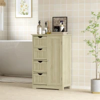 kleankin Armario de Baño Columna de Baño Estrecha con 4 Cajones y Estante Ajustable Estilo Moderno 56x30x83 cm Madera Natural(m-10)