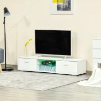 HOMCOM Mobile Porta TV con Luci LED 16 Colori per TV Fino 55", 160x35x30cm - Bianco(m-10)