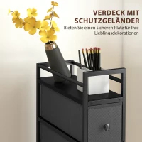 HOMCOM Ladekast met 4 stoffen laden Opbergkast met stalen frame, 20 cm x 43 cm x 81,5 cm, Zwart(m-6)