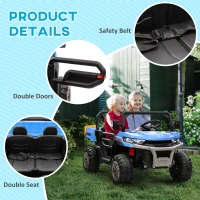 HOMCOM 12V 2 Seater Kids Electric Ride-On Car with Electric Bucket, Remote Control - Blue(m-8)