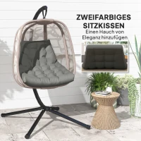 Outsunny Zitkussen, Buitenzitkussen voor Hangstoel en Schommelstoel, Outdoor Kussen, Grijs(m-4)