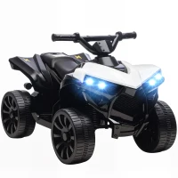 AIYAPLAY 6V Kids ATV, 4 Wheeler Electric Ride on Car with Music and LED Headlights, for Ages 18-56 Months Boys and Girls, White(m-1)