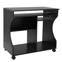 HOMCOM Mobiel rolbaar bureau zwart computerbureau tafel werktafel met aflegvlak(m-11)