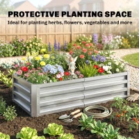Outsunny Raised Beds for Garden, Galvanized Outdoor Planters, for Herbs and Vegetables, Use for Patio, Backyard, Balcony, Silver(m-6)