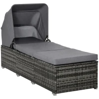 Outsunny ligbed gemaakt van poly rotan 195c mx 65 cm x 40 cm(m-11)