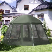 Outsunny Tenda da Campeggio a 2 Ingressi per 6-8 Persone con Borsa, Funi e Picchetti, 493x493x240 cm, Verde(m-10)