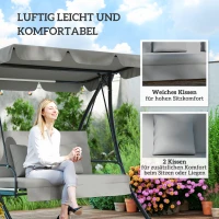 Outsunny Hollywood schommel tuinschommel schommelbank met ligfunctie, 3 zits, metaal + polyester, grijs, 209 x 114 x 170 cm | Aosom(m-7)