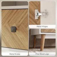 HOMCOM Cabinet Wood-Effect Sticker Surface, Modern Wardrobe with 2 Hanging Rods, 2 Storage Shelves and 2 Drawers, White(m-5)