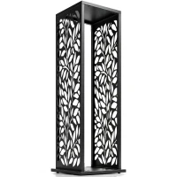 Outsunny Brandhoutrek 38 x 38 x 112 cm, verhoogd haardhoutrek met 4 haken, decoratieve uitsparingen, staal, tot 100 kg(m-1)