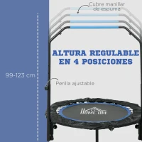 HOMCOM Cama Elástica Plegable Ø102 cm con Mango Ajustable  Marco de Acero para Entrenamiento Piernas Cuerpo Azul y Negro(m-4)