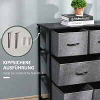 HOMCOM Ladekast met 8 Stoffen Lades, 2 Groot, 6 Klein, Metalen Frame, Kantelbeveiliging, Grijs(m-6)