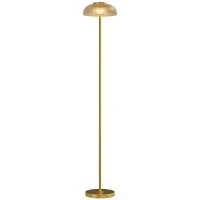 HOMCOM LED vloerlamp woonkamer, vloerlamp met 3000 K warm licht, voetschakelaar, 25 x 25 x 134 cm, Messing(m-10)