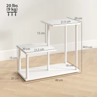HOMCOM Estantería Librería de 3 Niveles Efecto Madera con Marco de Metal para Escritorio Oficina Cocina 40x20x34,5 cm Blanco(m-3)