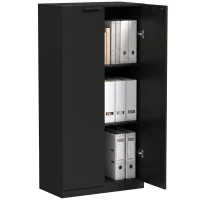HOMCOM 120 cm Tall Storage Cabinet Cupboard, 3-Tier File Organiser Wooden Filing Cabinet, Black(m-13)