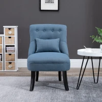 HOMCOM relaxstoel met rugkussen tv-stoel fauteuil verhoogde poten linnen(m-2)