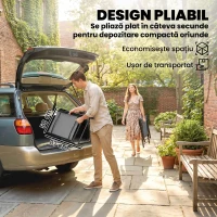 Outsunny Set de 2 Scaune de Grădină Pliabile cu Cotiere, Gri Deschis(m-5)