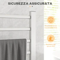 HOMCOM Scaldasalviette Elettrico da Terra o Parete 150W con 8 Barre e Timer 2-4 Ore, 53x35x90 cm, Argento(m-7)
