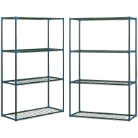 Outsunny plantenrek, set van 2, elk met 4 planken, gecombineerd of afzonderlijk te gebruiken, staal, groen, 70 x 27 x 110 cm