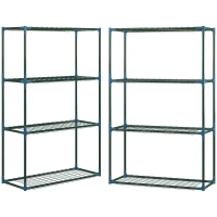 Outsunny plantenrek, set van 2, elk met 4 planken, gecombineerd of afzonderlijk te gebruiken, staal, groen, 70 x 27 x 110 cm(m-1)