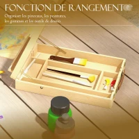 Vinsetto Chevalet de table en bois pour toile jusqu'à 61 cm bois de hêtre planche à dessin pliante bois naturel(m-6)
