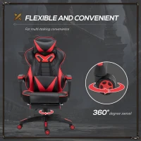 Vinsetto Computer Gaming Chair, Racing Desk Chair with Lumbar Support and Footrest, PU Leather Gamer Chair with Headrest and Swivel Wheels for Home, Red(m-6)