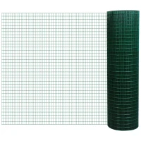 Pawhut PVC Coated Welded Wire Mesh Fencing Chicken Poultry Aviary Fence Run Hutch Pet Rabbit 30m Dark Green(m-10)