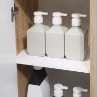 kleankin Armario Auxiliar de Baño con 1 Cajón y 1 Puerta Mueble Auxiliar de Baño para Salón Aseo Dormitorio Estilo Moderno Antivuelco 32,6x30x90 cm Blanco y Natural(m-6)