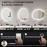 HOMCOM badkamerspiegel met LED-verlichting en instelbare kleur en temperatuur, van gehard glas, 80x5x60 cm, Zilver(m-7)