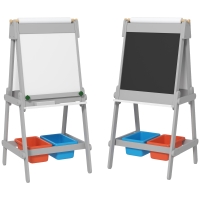 AIYAPLAY Dubbelzijdige Kinder Tekenezel met Papierrol, Krijtbord, Whiteboard, 3-in-1 Ontwerp, voor Tekenen en Schilderen