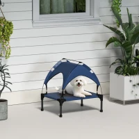 PawHut Cooling Raised Pet Bed w/ Washable Breathable Mesh, for Mini Small Dogs, 61 x 46 x 63cm - Dark Blue(m-10)