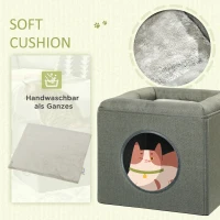 PawHut Kattenhol Kattenbed 2-in-1 Kattenhol, incl Kussen, 36,5 x 36,5 x 33 cm, Groen(m-5)