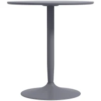 HOMCOM Esstisch für 2 Personen, runde Tischplatte, Stahlfuß, Grau, 70 x 70 x 75 cm(m-1)