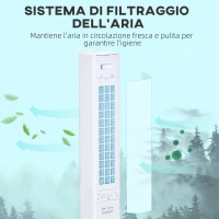 HOMCOM Ventilatore Raffrescatore Evaporativo 3 Modalità e 3 Velocità, Timer, Oscillazione e Telecomando, Bianco(m-5)