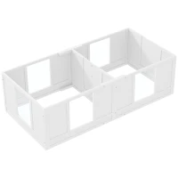 PawHut werpkist voor pups, puppybox met 2 kamers, hondenren met deur voor kleine honden, 164x80x48 cm, wit(m-1)