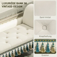 HOMCOM Gepolsterde bank, zitbank, vintage-design, tot 150 kg, 117x40x58 cm, Beige(m-5)