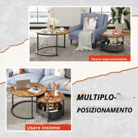 Set da 2 tavolini da salotto, design 2‑in‑1 flessibile, design moderno, 80x80x48,2 cm, Marrone(m-6)