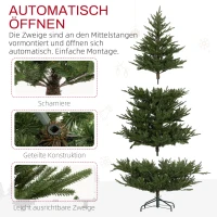 HOMCOM Kerstboom 180 cm, Realistisch Uiterlijk, Snelle Opzet, Incl. Standaard, Brandvertragend Kunststof(m-6)
