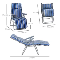 Outsunny 2 Espreguiçadeiras de Jardim Dobráveis com Encosto Ajustável em 5 Posições e Apoio para os Pés 60x75x65-102 cm Azul(m-3)