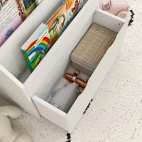 AIYAPLAY Libreria per Bambini 3-8 Anni a 3 Ripiani con Cassetto Inferiore, in MDF, 62.5x30x70 cm, Bianco(m-8)