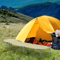 Outsunny Cama de Camping Plegable con Respaldo Ajustable en 4 Niveles Carga 120 kg para Playa Jardín Piscina 187x58x28 cm Beige(m-10)