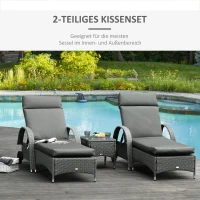 Outsunny Set van 2 Extra Dikke 8cm Ligstoelkussens, Geschikt voor Tuinstoelen in Donkergrijs(m-4)
