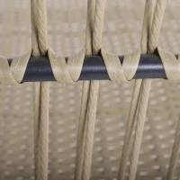 Outsunny Set da Giardino in Rattan Stile Boho Chic con Divano Angolare e e Tavolino, Crema e Caffè(m-7)
