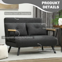 HOMCOM Slaapbank 2-zits met bedfunctie, incl. 2 kussens, sherpa-look, naturel + donkergrijs + zwart(m-6)
