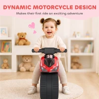 AIYAPLAY Balance Bike with Music Extra-Wide Wheels Toddler Bike for Boys Girls Red(m-4)